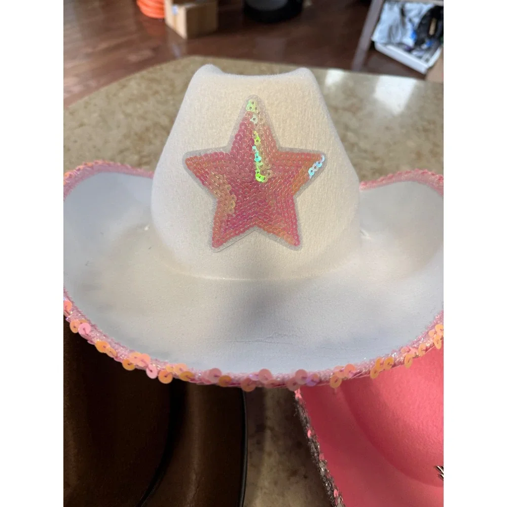 Funny Party Hats 5 Pack Assorted Cowgirl Cowboy Hats Pink Tiara Sheriff Star New